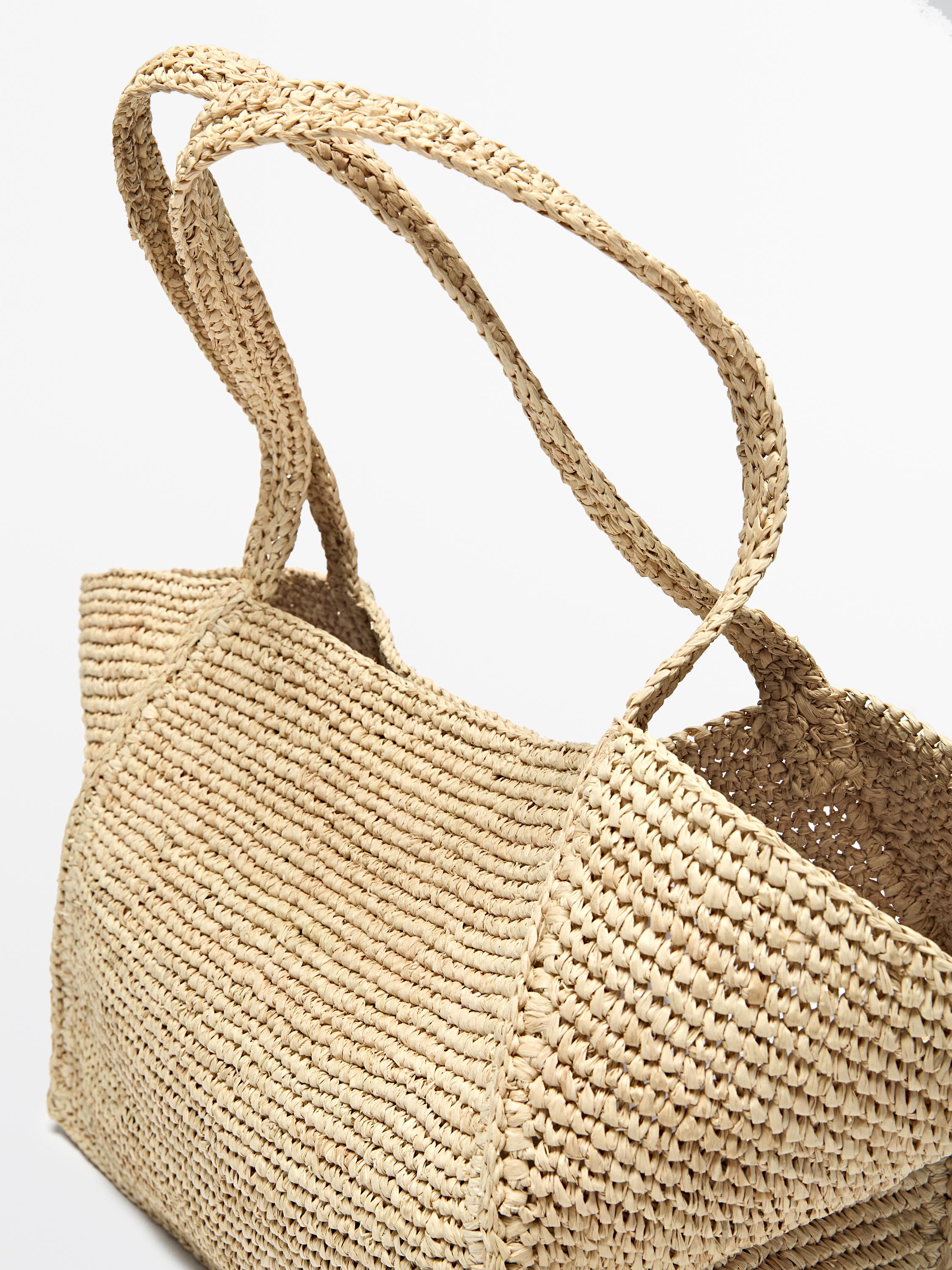 Tote bag moyen format 100 % raphia